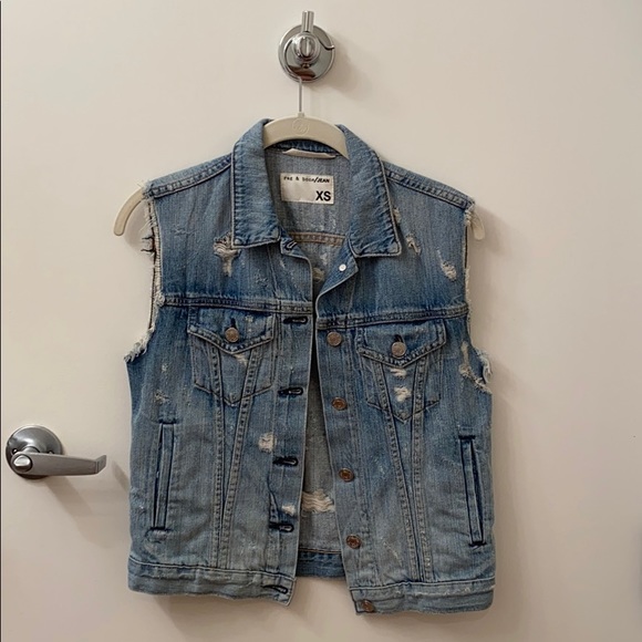 Rag and bone distressed jean vest - Picture 2 of 4